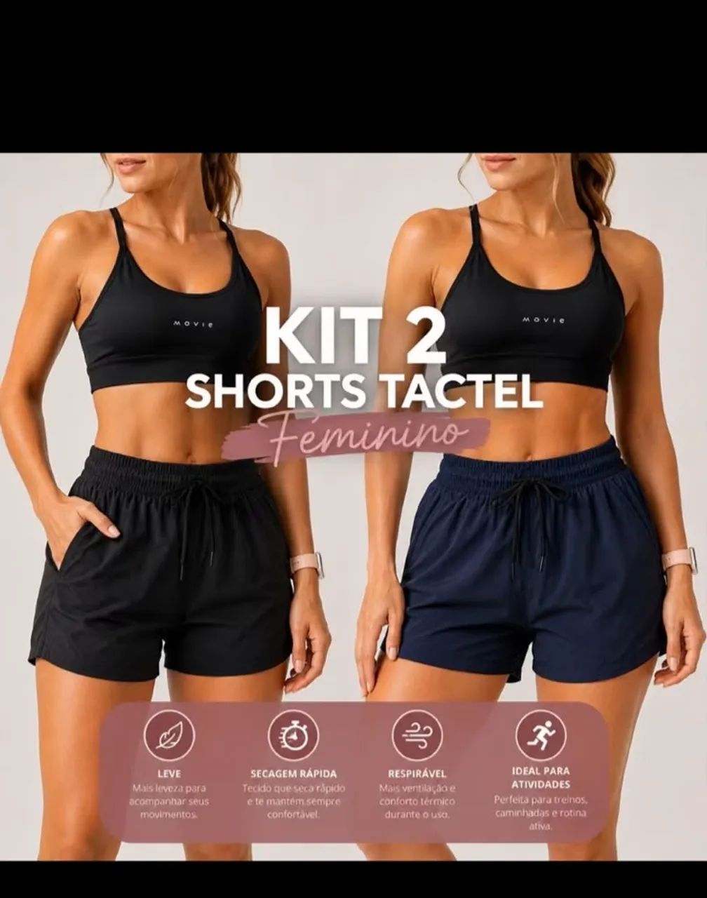 Kit 2 Short tactel feminino  - Foto 2