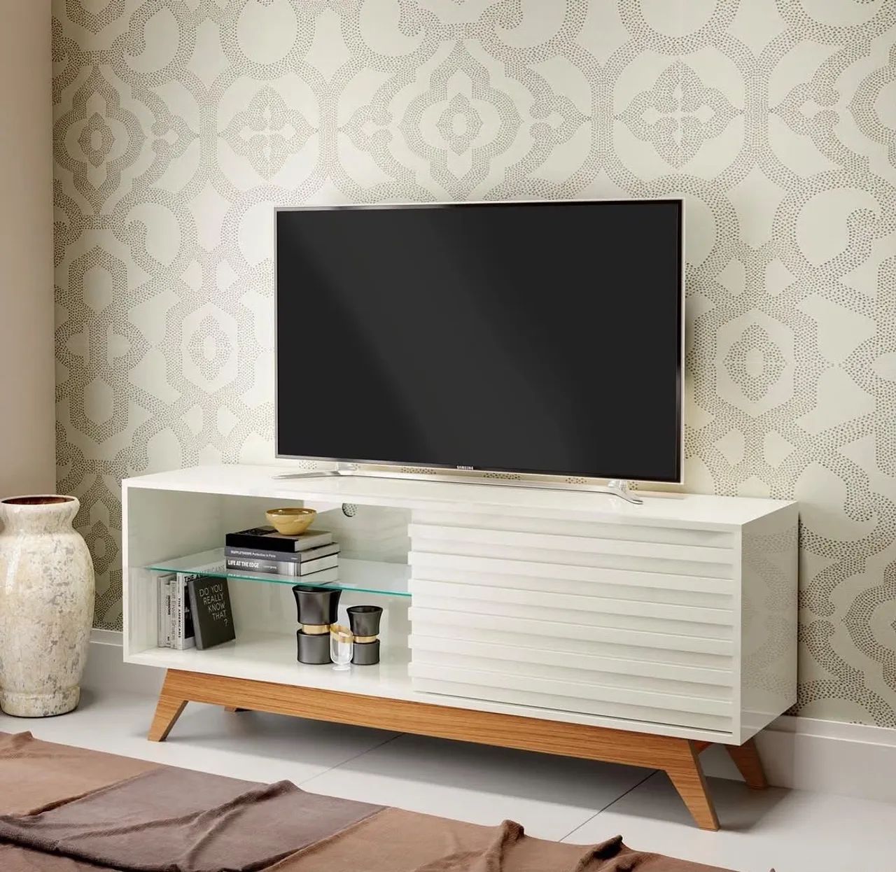 Rack com 1 porta de correr Off White