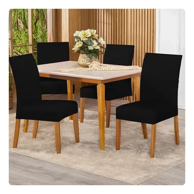Mesa de Jantar da Tok com 4 Cadeiras na cor Preta