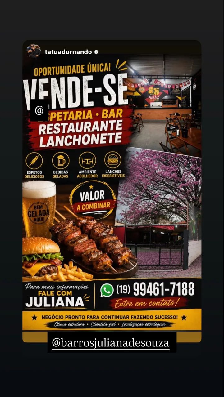 Vendo Bar e Espetaria 