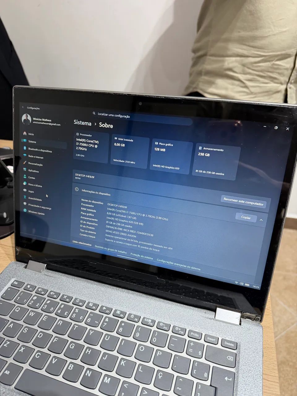 Notebook Lenovo 2 em 1 Touch i7 8GB RAM SSD 256GB - Foto 3