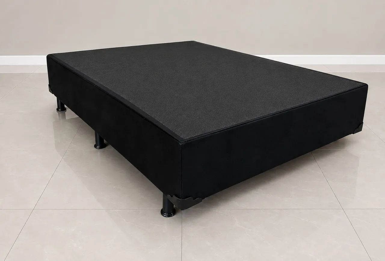 Base Cama Box Casal no Suede