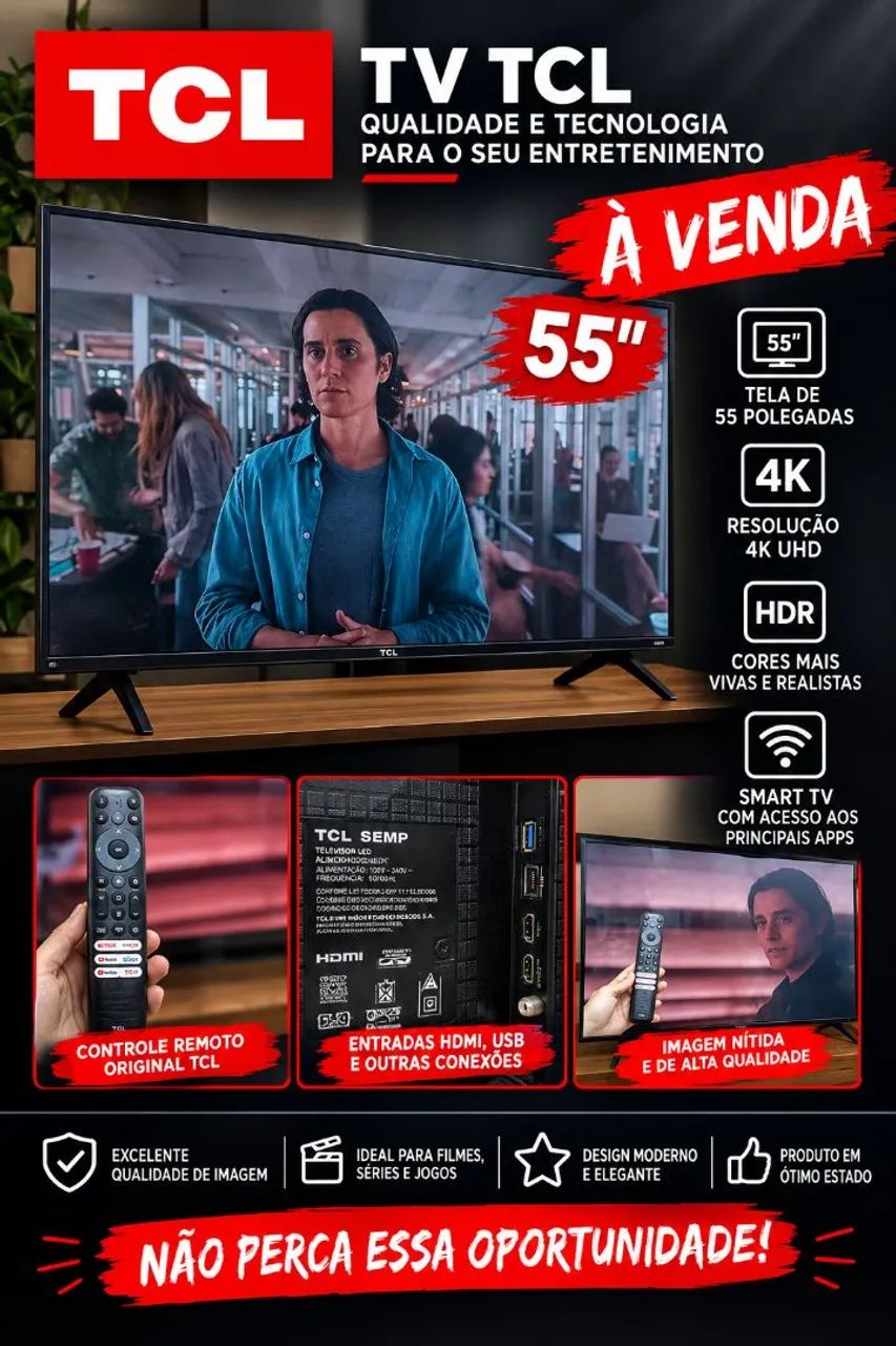 Vende-se smart TV TCL 55 polegadas