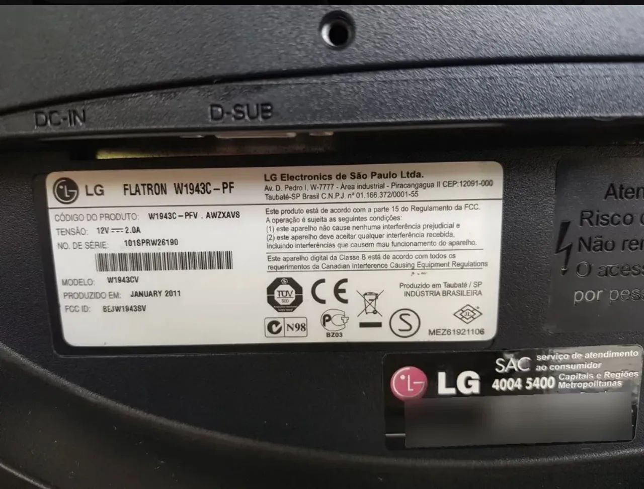 Monitor Lg Flatron W1943c 19  Polegadas Preto - Foto 3