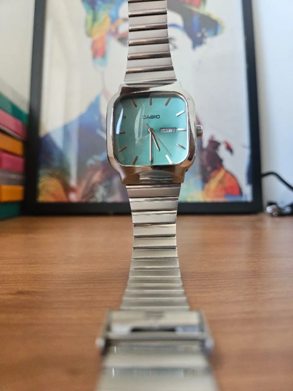 Relógio Cásio Vintage Prata/ Tiffany - Foto 4