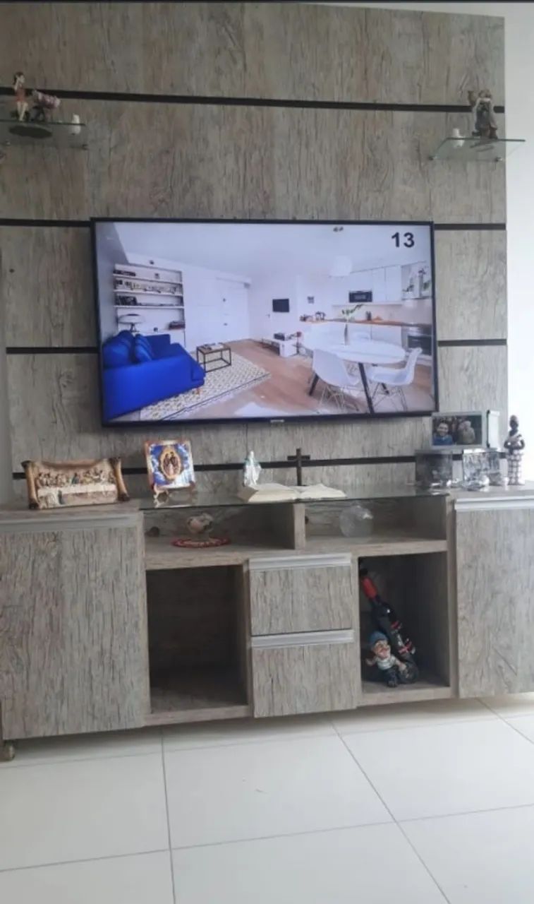 Painel e Rack TV 100% MDF texturizado, Completo!
