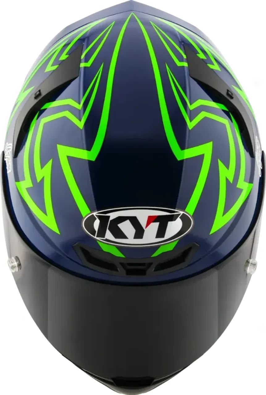 Capacete KYT TT Course Manzi - Azul Escuro/Verde - Foto 2