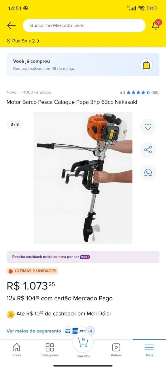 Caiaque bruden com motor marinizado 3hp - Foto 4