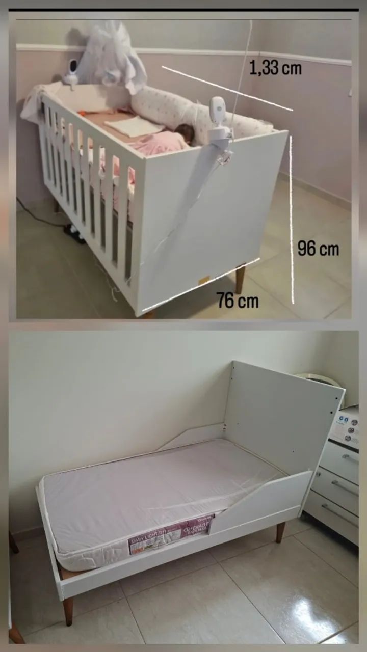 Berço/Cama 100% MDF com colchão 