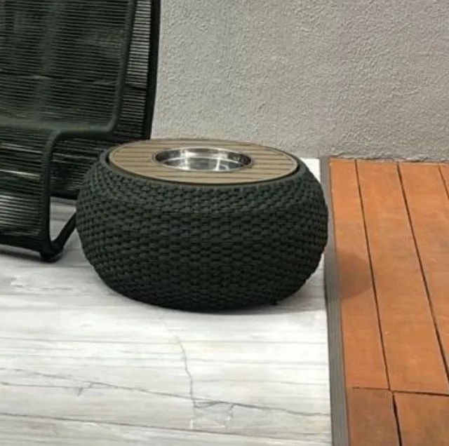 MESA DE CENTRO DE CORDA NÁUTICA COM CHAMPANHEIRA 