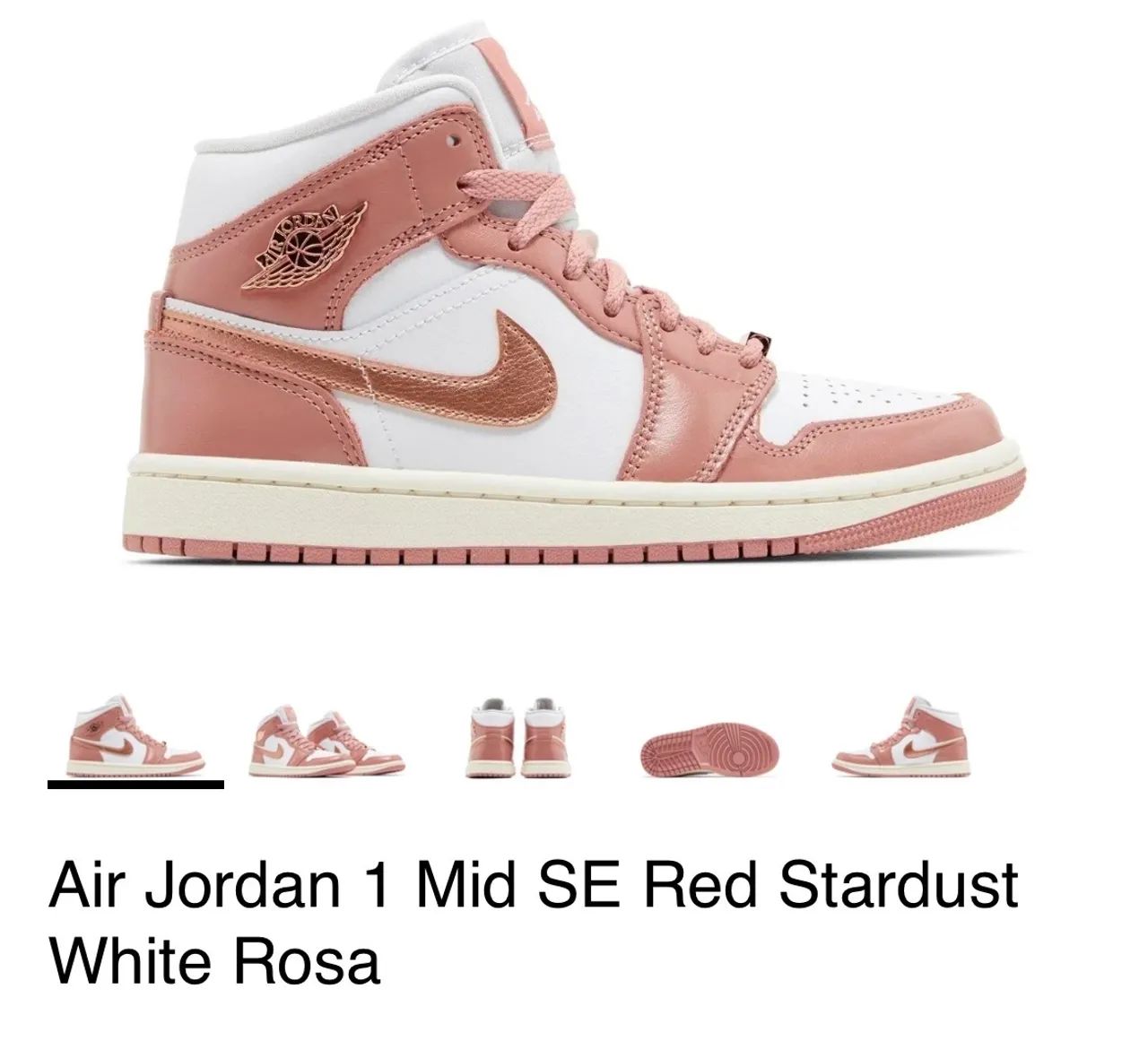 Air Jordan 1 Mid SE Red Stardust White Rosa - Foto 4