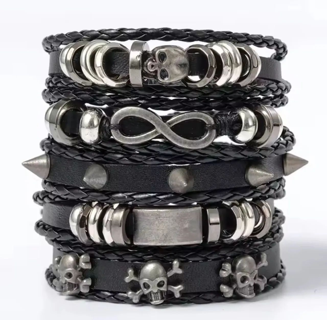 Kit com 5 pulseiras estilo trançado 