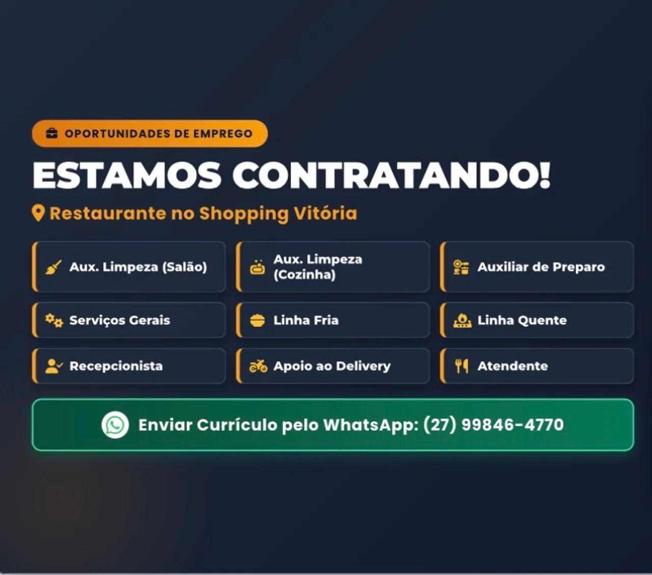 Oportunidade Vagas Restaurante