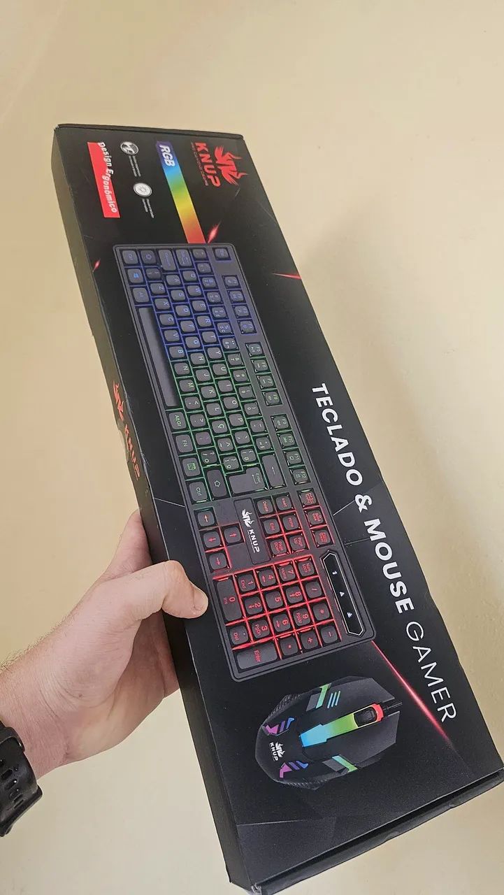 Kit Mouse teclado semi mecânica Gamer RGB