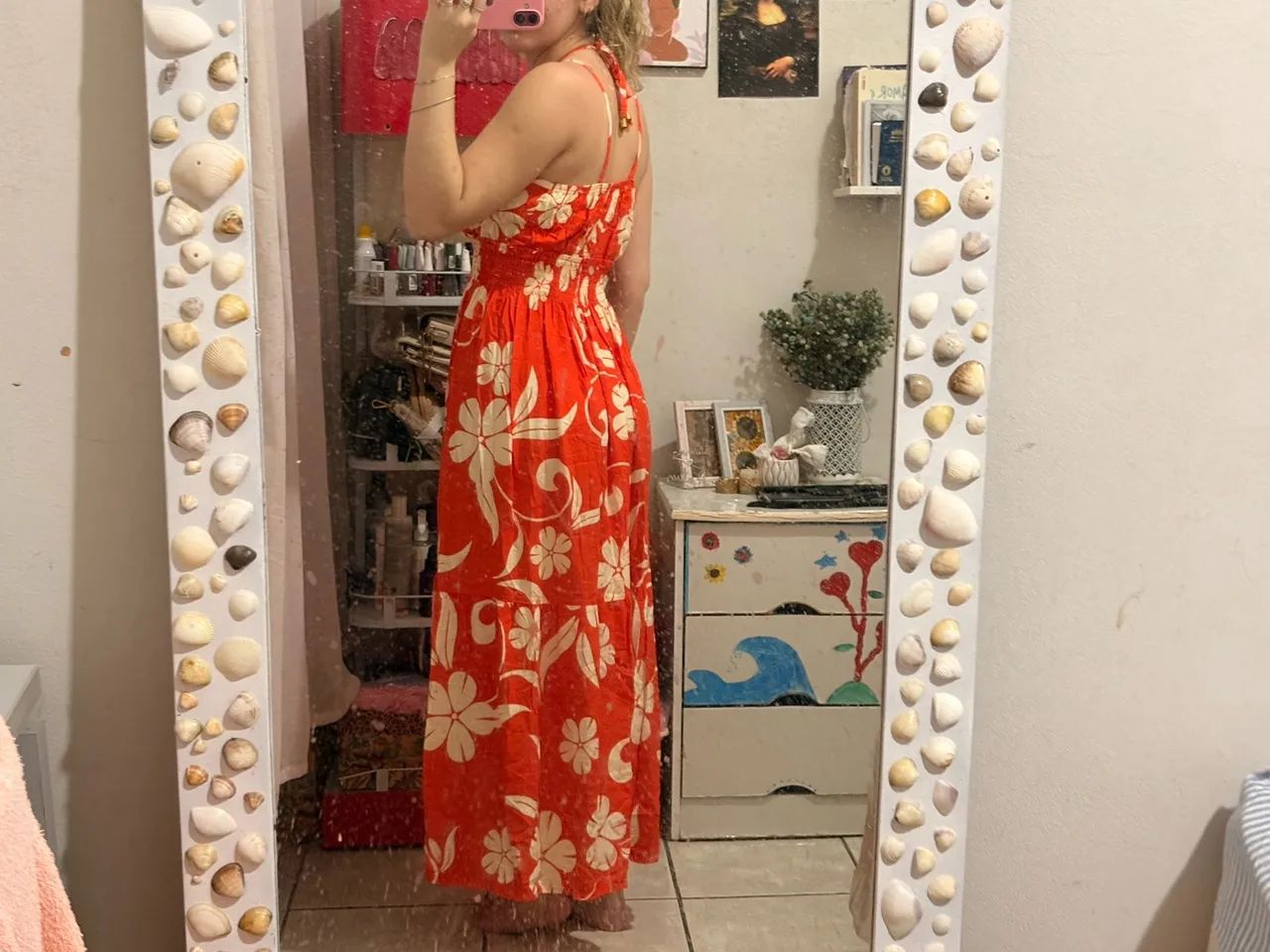 Vestido longo laranja florido  - Foto 2