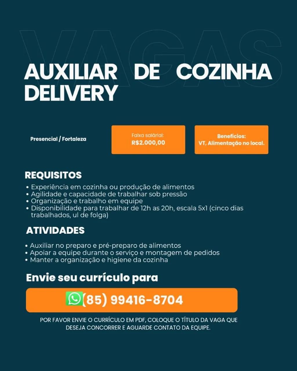 AUXILIAR DE COZINHA COM EXPERIÊNCIA 