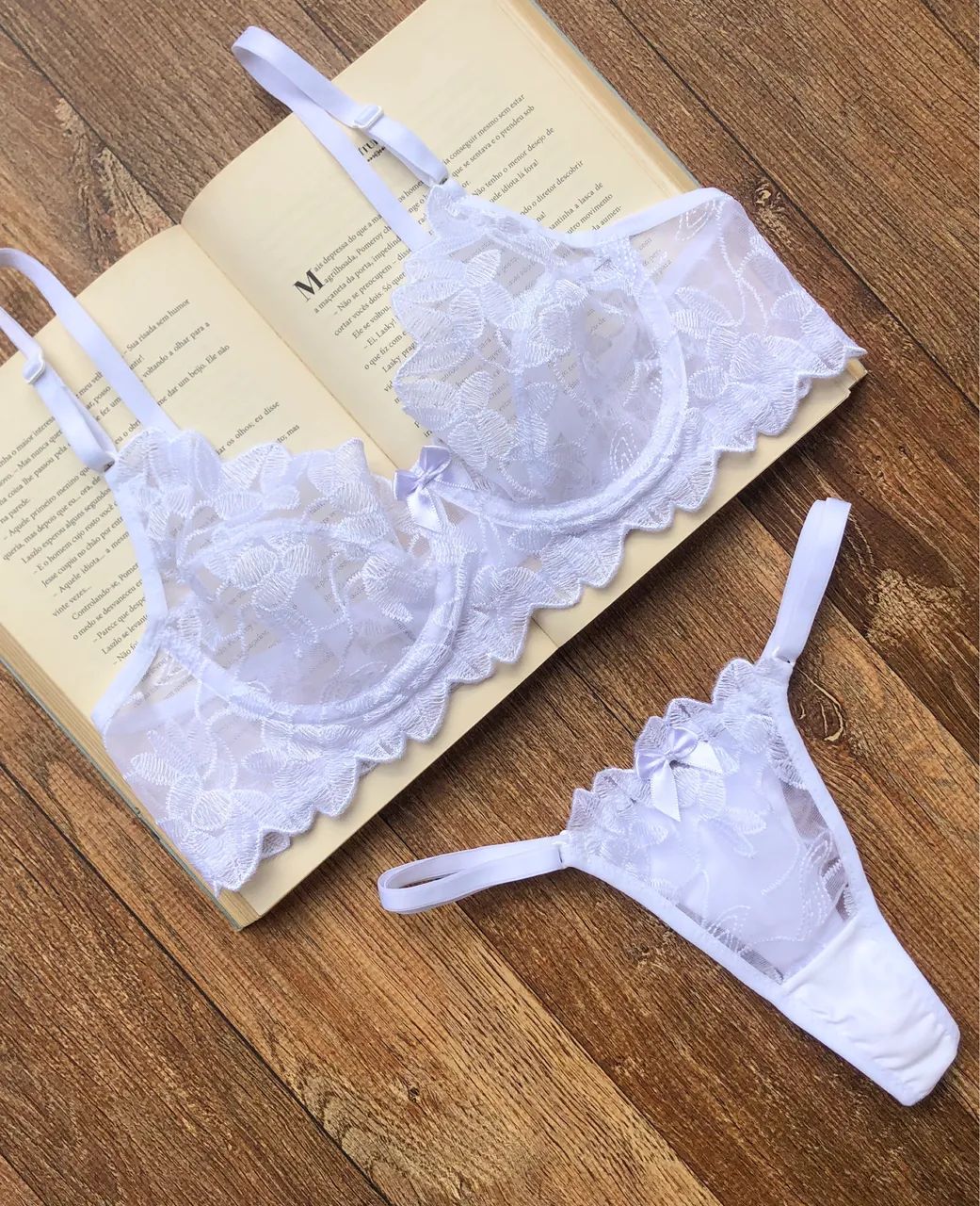 Conjunto de Lingerie Renda Branco  - Foto 5