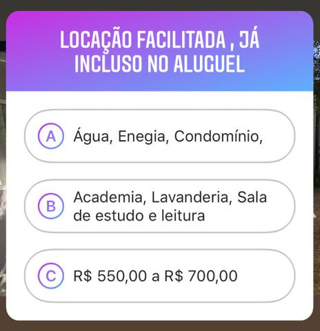 Suite Mobiliada com agua luz internet e academia