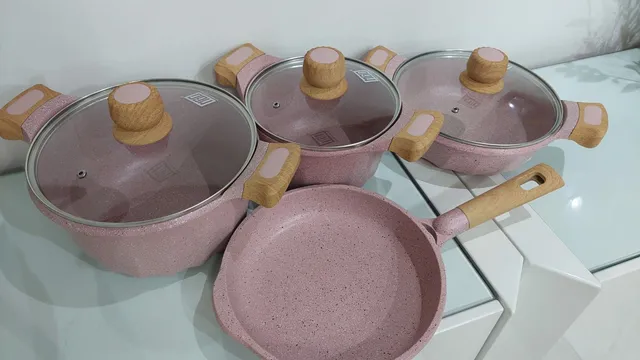 Jogo de Panelas 10 Peças Pratic Cook Crema Cerâmica Com Indução