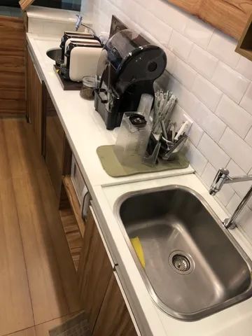 BANCADA EM MÁRMORE NANO GLASS BRANCA 3,20 X 0,55 COM CUBAS E PIAS AÇO INOX TRAMONTINA - Foto 3