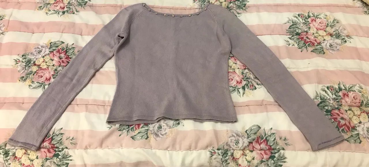 Lindo cardigan lilás em tricô de linha tamanho p - Foto 2