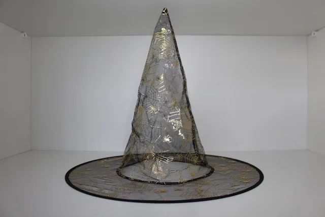 Chapéu Bruxa - Estampa Preta com Dourado