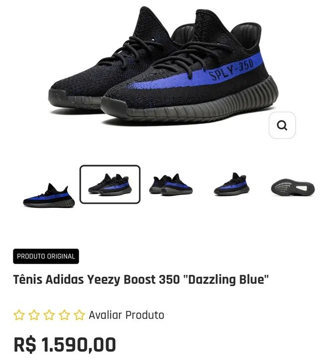 Tênis Adidas Yeezy Boost 350 "Dazzling Blue" TAM36