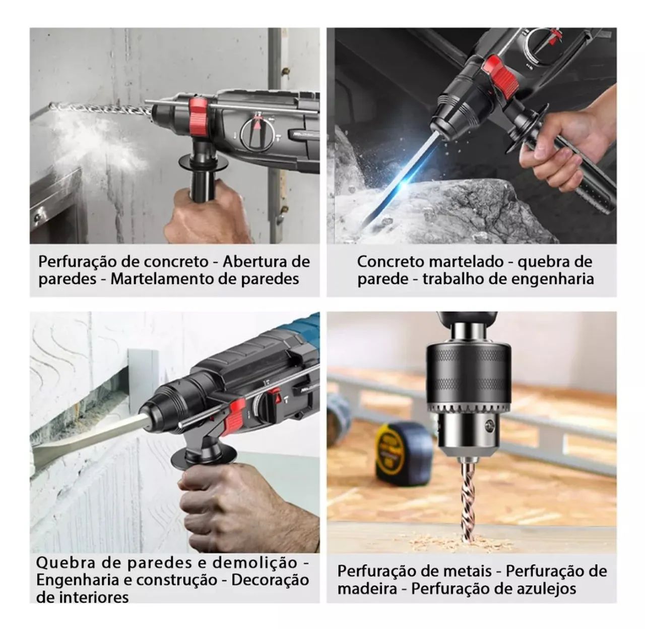 Martelete Profissional Rompedor-Perfurador 850W-220V C/ Maleta e acessórios  - Foto 5