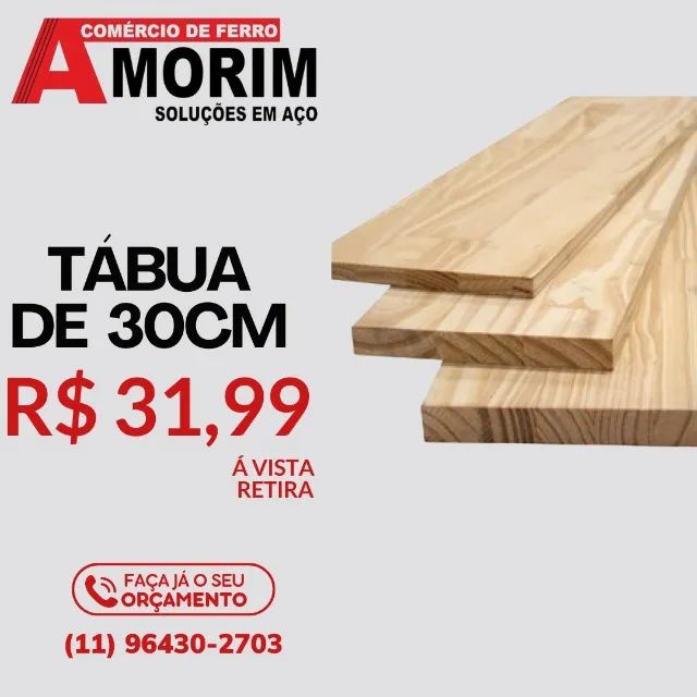 Tabua de pinus 30cm