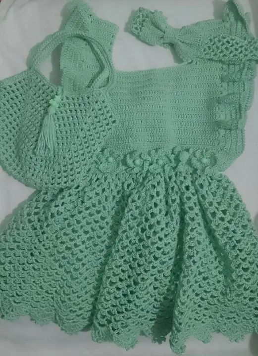 Kit de Vestido de crochê para bebê menina, só pra encomendas  - Foto 4