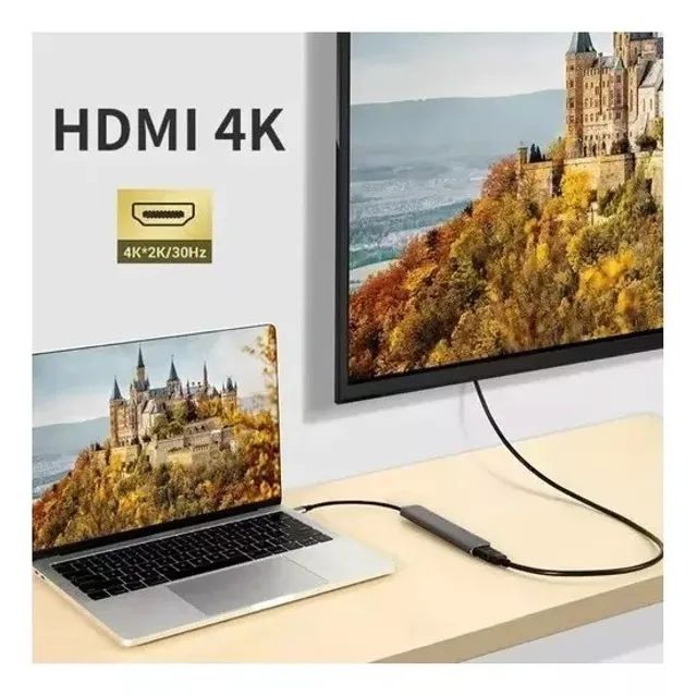 Hub Cabo Adaptador Conversor Usb-c 7x1 Peining Para Notebook - Foto 2