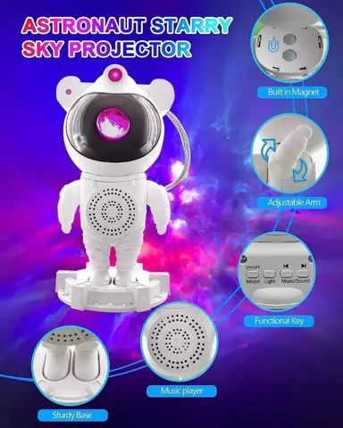 Projetor Astronauta caixa de som blutooth embutida (Jk Eletrônicos - Foto 4