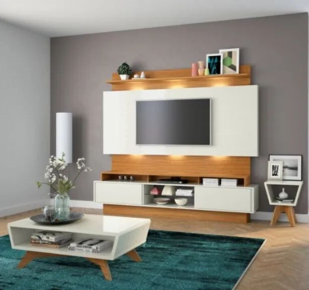 Estante Home Vera TB113L Off White/Freijó - DALLA COSTA