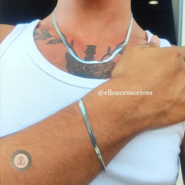 Conjunto Colar e Pulseira Masculino