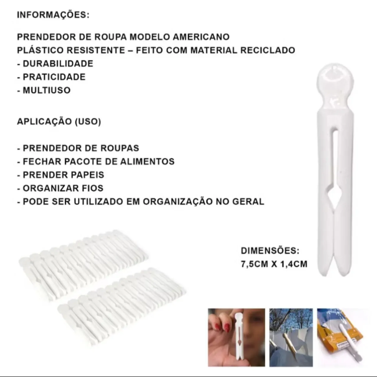Pregadores de Roupa Multiuso - Plástico Reciclado