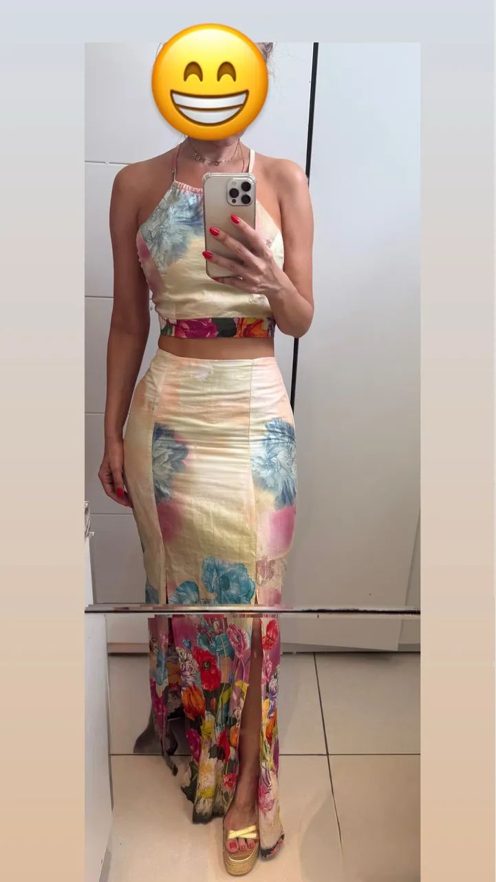Conjunto estampado de saia sereia tamanho P 