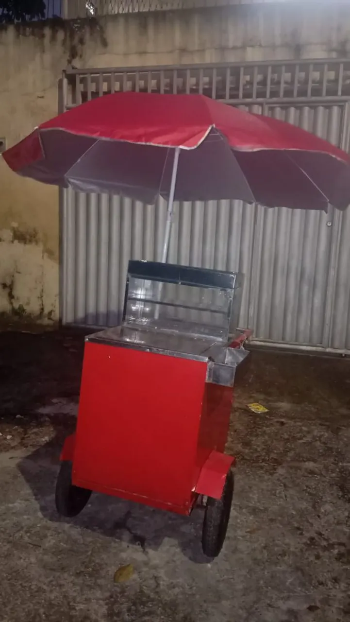Carrinho de Lanches Completo com Guarda-Sol