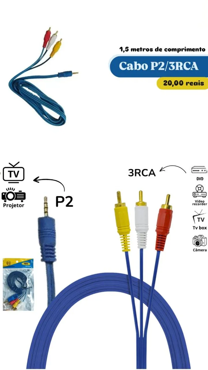 Cabo P2/3RCA 1,5 Metros