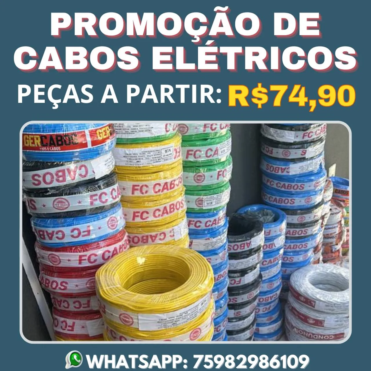 Promoção de cabos elétricos - Peças a partir: R$74,90!