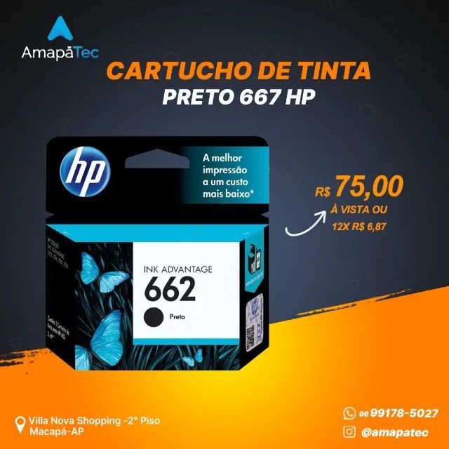 Cartucho de Tinta HP 662 Preto
