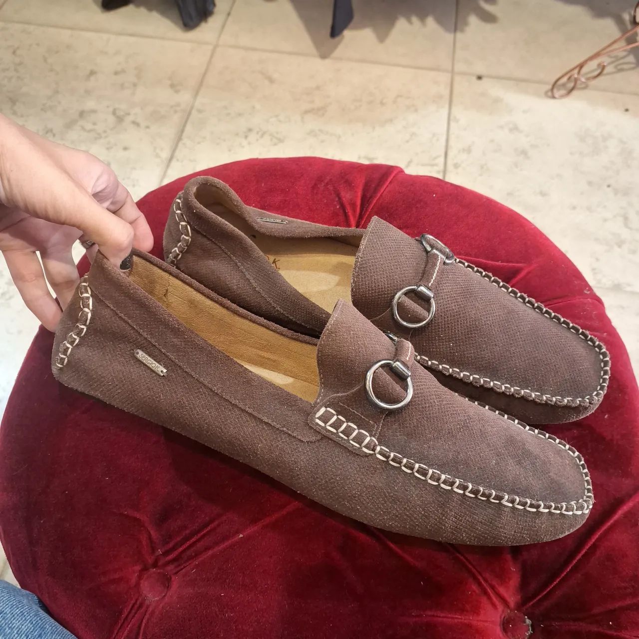 Sapato Mocassim Masculino Sérgio K em Couro Camurça Marrom Escuro