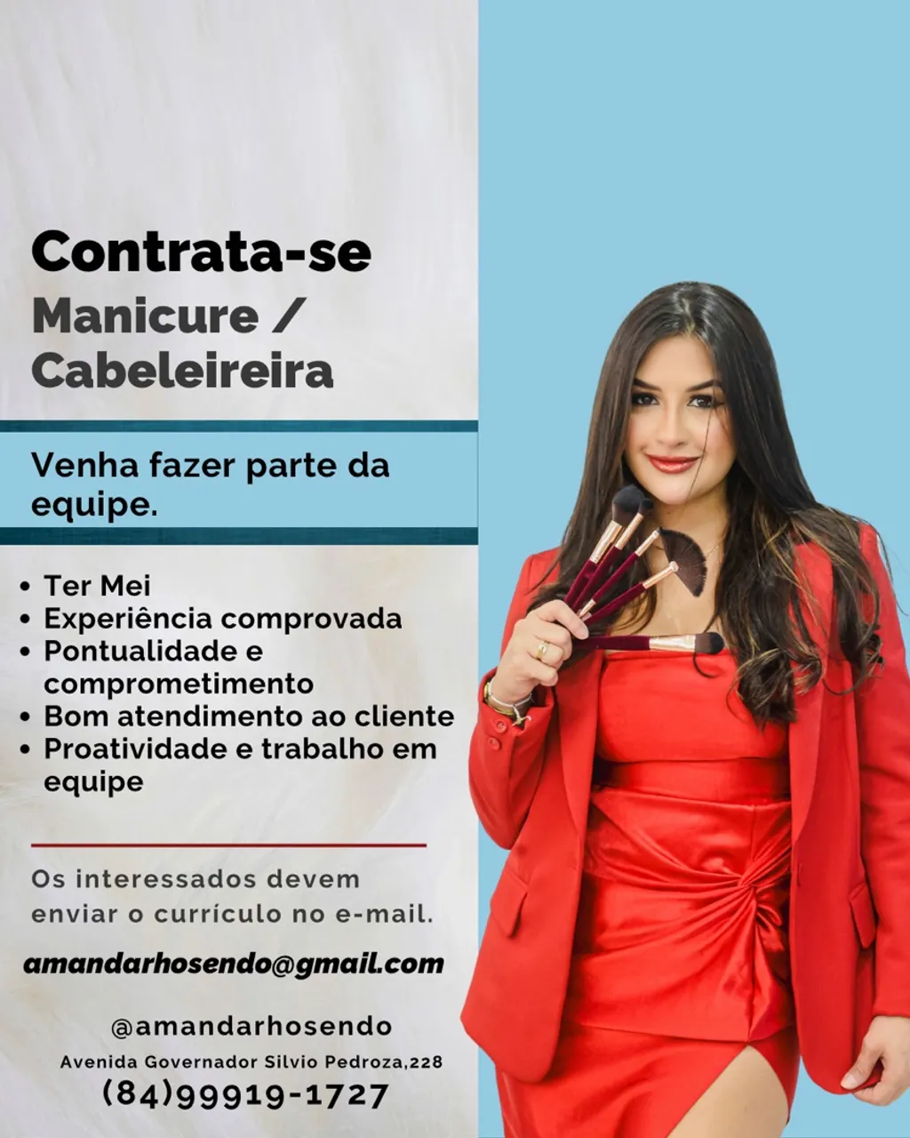 Vaga para Manicure e Cabeleireira