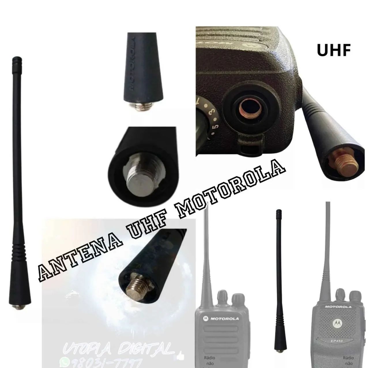 Antena UHF Motorola para Rádio HT