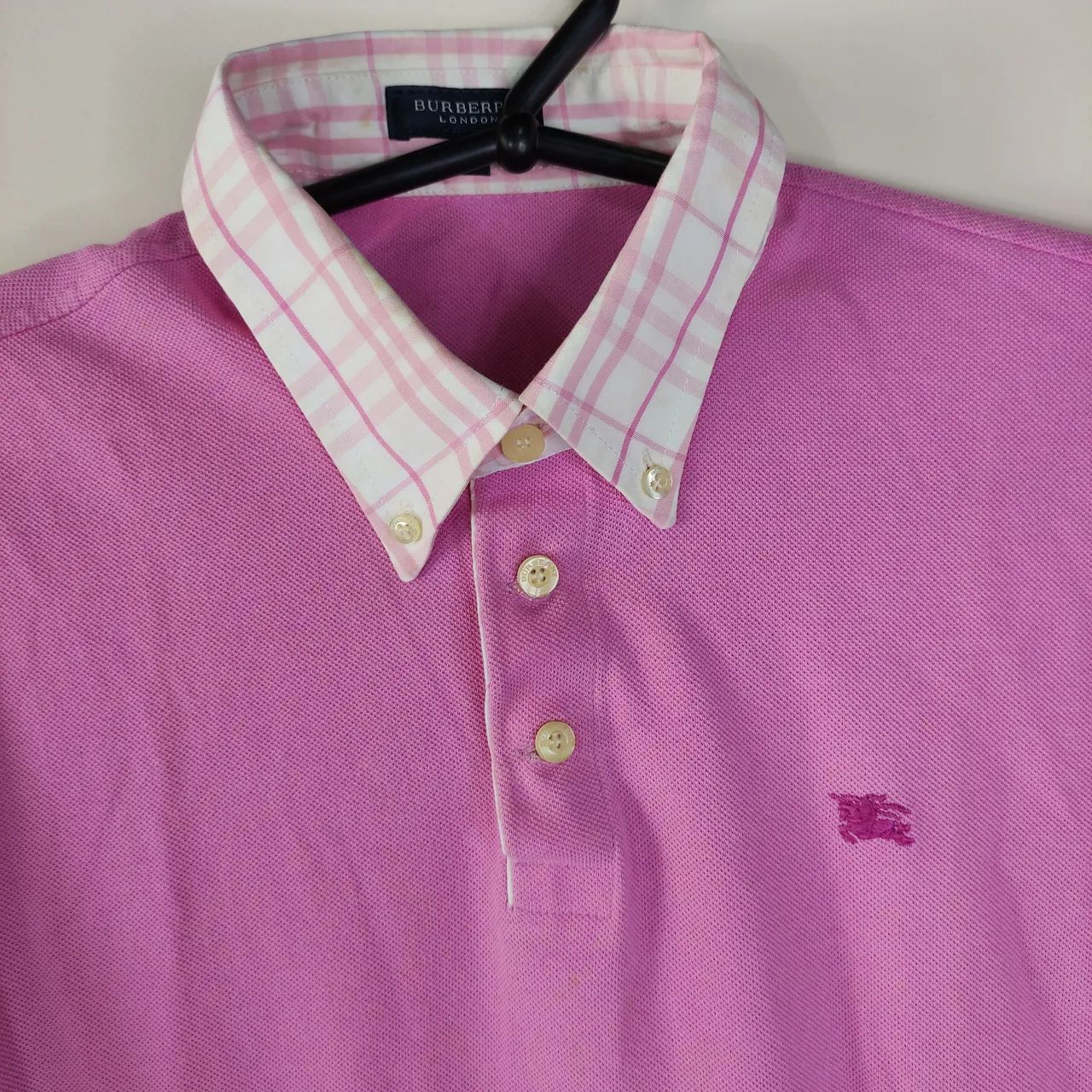 Camisa Polo Burberry Rosa Masculina Tam GG Original Roupas