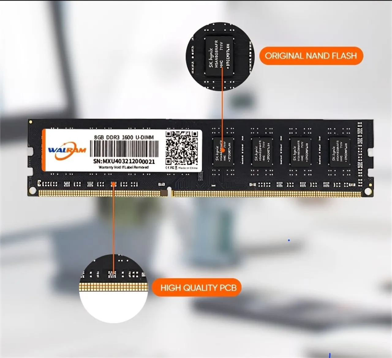 Memória RAM 8GB DDR3 1333Mhz ou 1600MHz p/ PC (Original) de Ótima Qualidade (Nova)