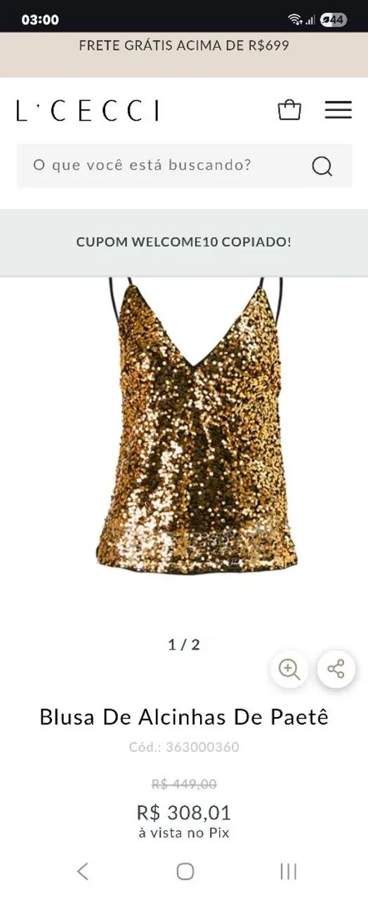 Blusa de alcinha de paetê LCECCI - Foto 4