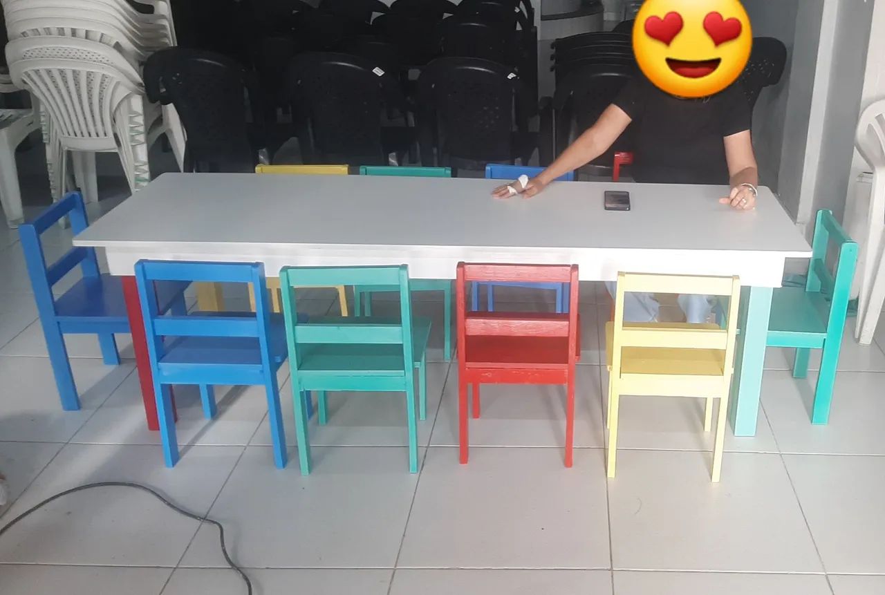 Mesa com 10 cadeiras infantil  - Foto 2