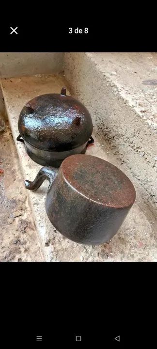 Caldeirão pequeno e bule ferro fundido  - Foto 5