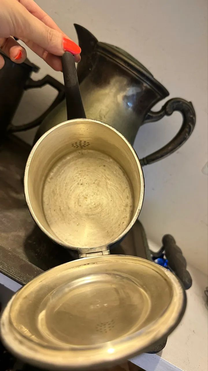 Aparelho de chá e café antigo em prata Wolff 90  - Foto 4