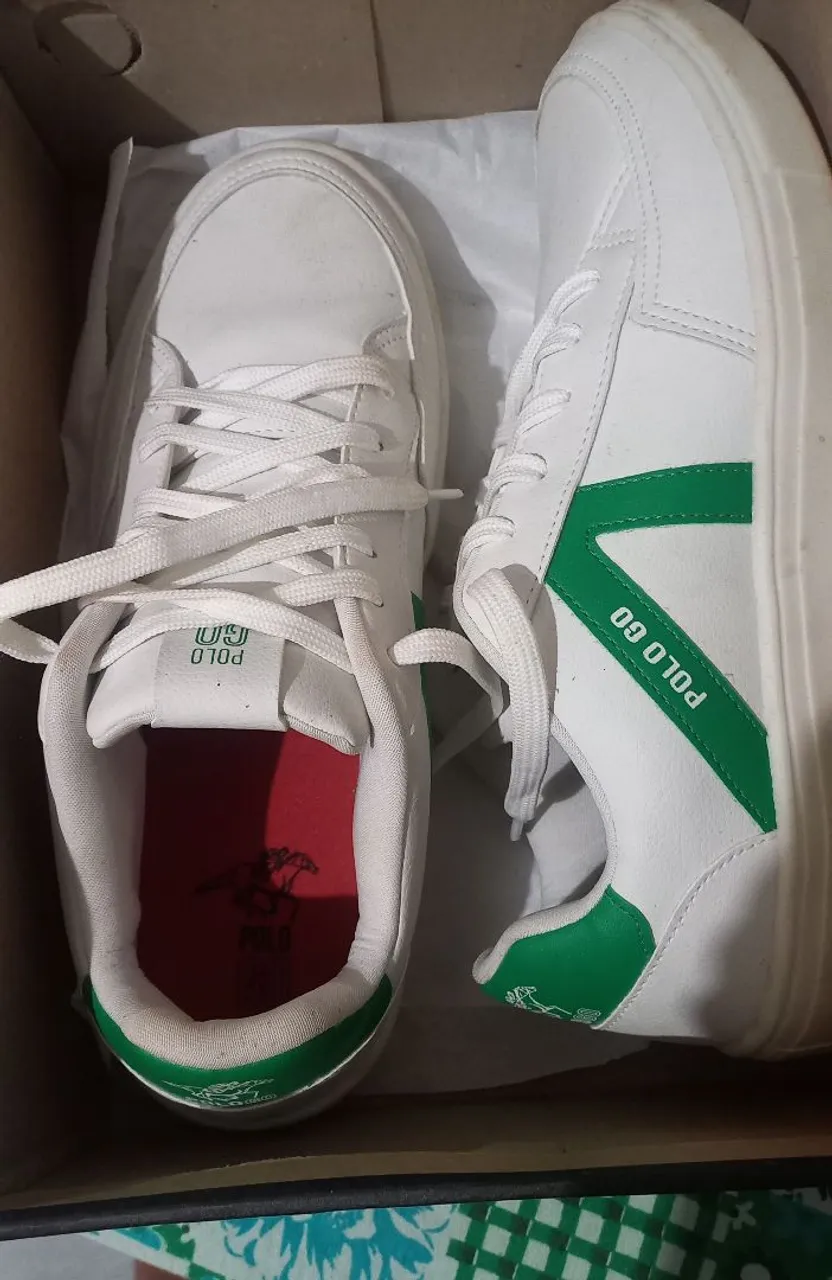 Tênis Polo Go Branco com Detalhes Verdes